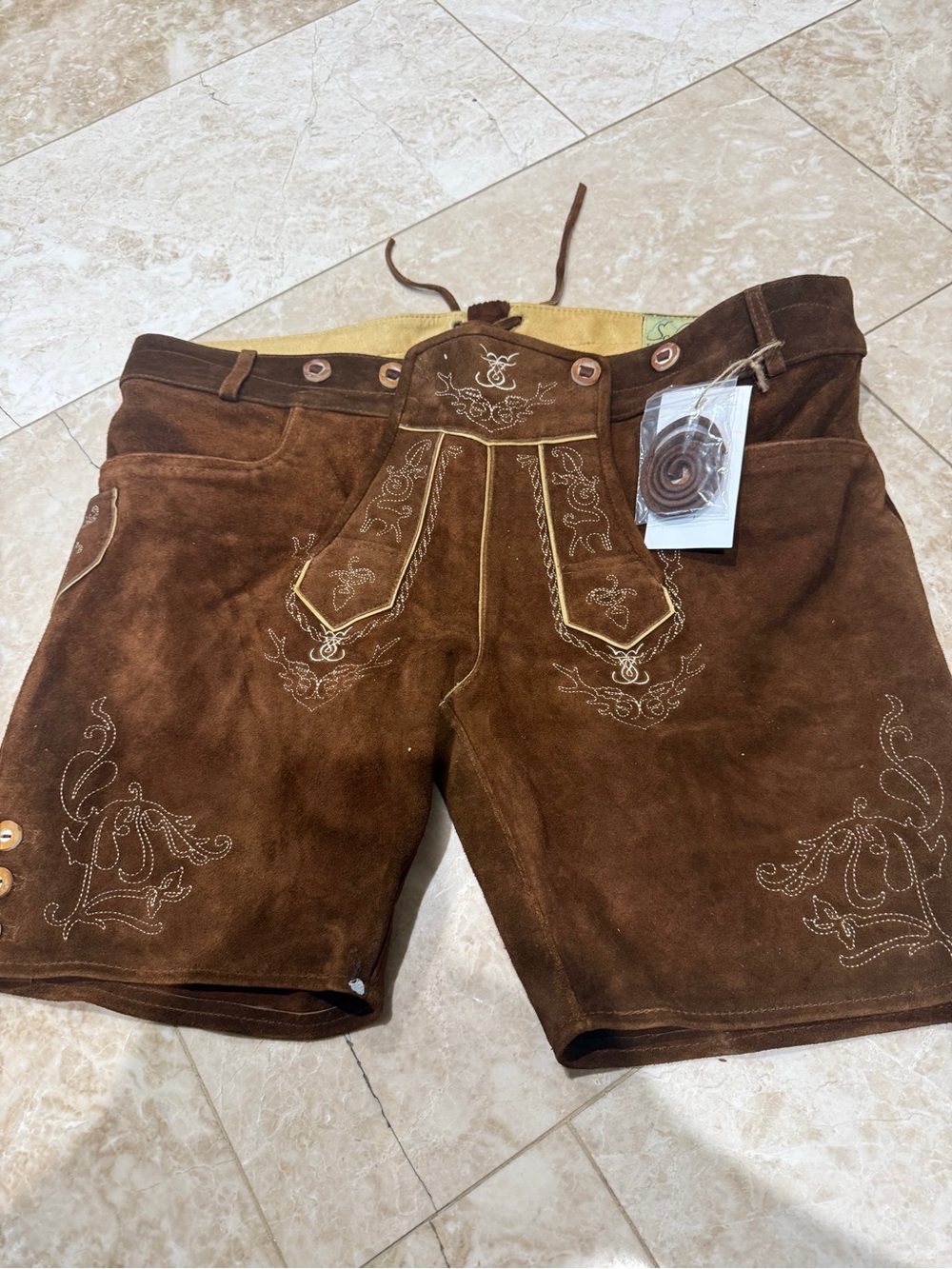 Brown Suede Men’s Traditional Lederhosen Shorts
